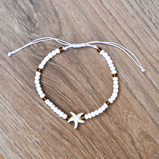 White Starfish Charm Bracelet