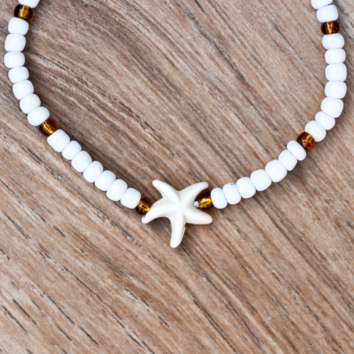 White Starfish Charm Bracelet