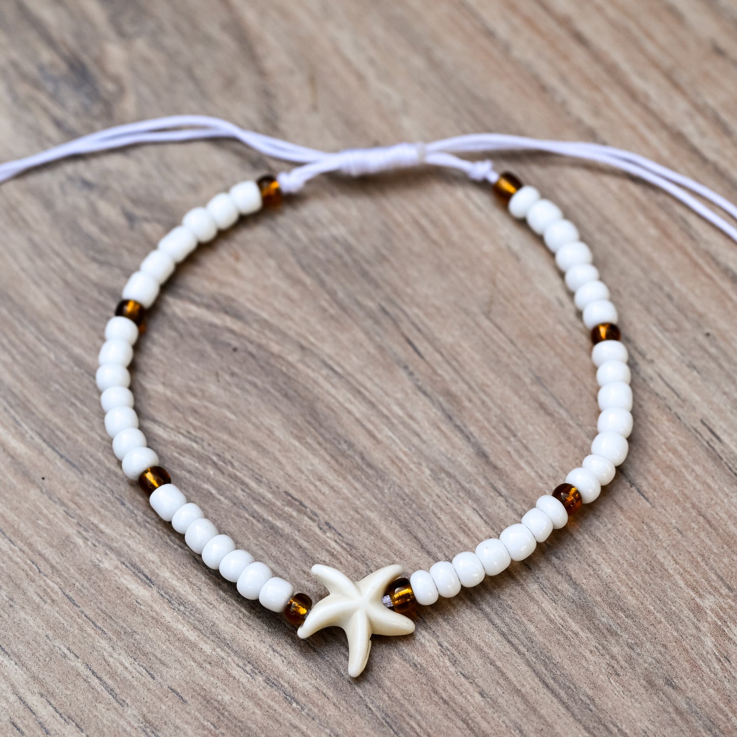 White Starfish Charm Bracelet