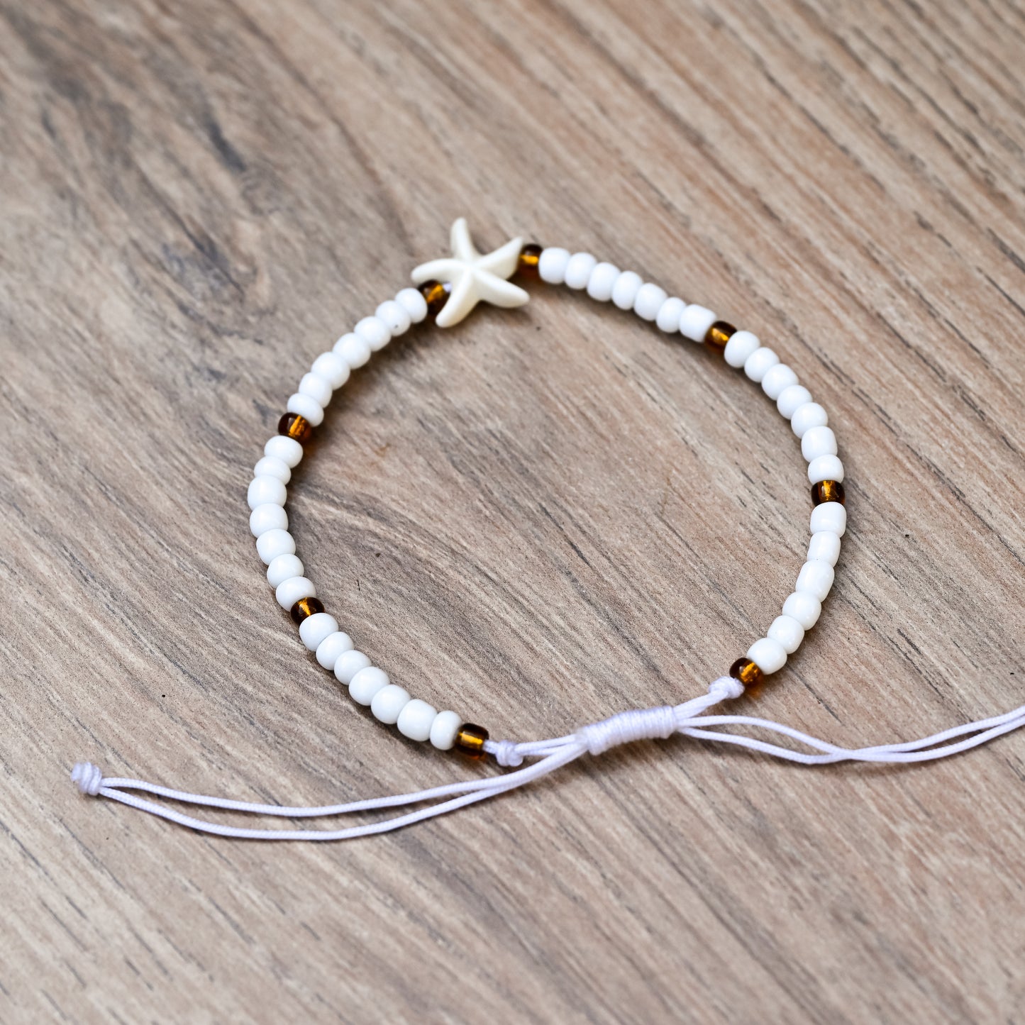 White Starfish Charm Bracelet