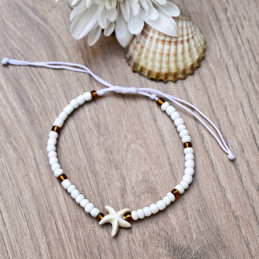 White Starfish Charm Bracelet